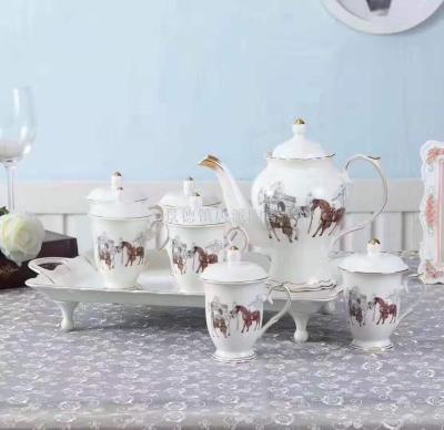 The new jingdezhen ceramic water ware coffee cup coffee pot water ware coffee set for foreign trade cups and saucers