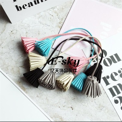 Korean velvet double fringe diy mobile phone case material bag handmade leather accessories bag key pendant