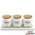 Home kitchen with ceramic material preparation jar set of three salt jars spice jar with spoon with cover design