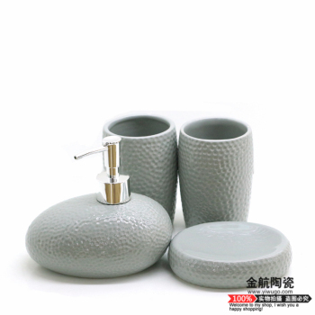 Ceramic bathroom 4-piece set for hotel bathroom mouthwash cup hand sanitizer container set