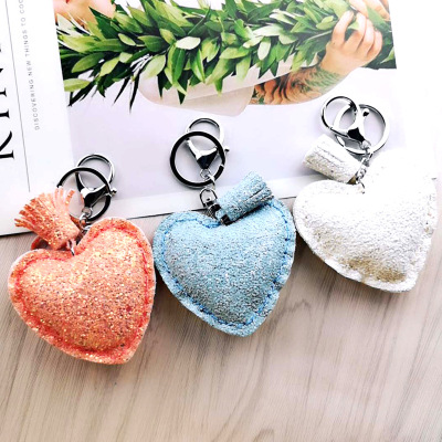 Manufacturers direct Korean creative PU leather love tassel car bag key chain DIY pendant accessories