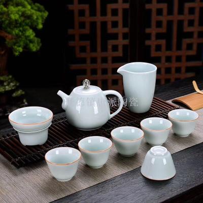 Tea set teapot cup master cup cover ceramic pot jade porcelain kung fu tea set caddy craft gift