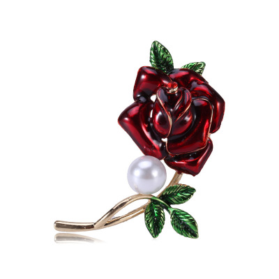 Factory direct alloy dropped oil rose brooch cross-border hot selling fashion accessory spot