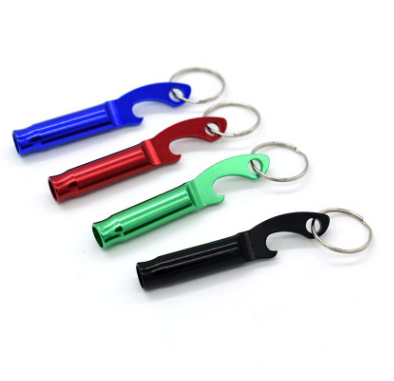 Then carry the key chain aluminum alloy whistle whistle dual-use whistle with the bottle opener life whistle