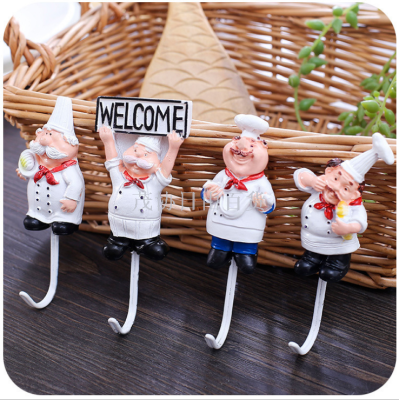 Resin personality chef strong adhesive hook wall can be glued to the kitchen hook nail behind the door without trace