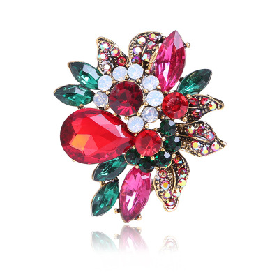 Gorgeous brooch Europe and the United States hot-selling brooch brooch wholesale retro alloy set diamond flowers hollow brooch instead of hair