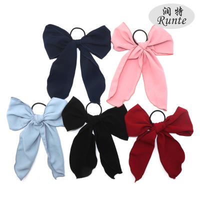 Europe and America autumn and winter new style bowknot ribbon hair ring fashion simple solid color ladies hair accessories headflower manufacturers wholesale