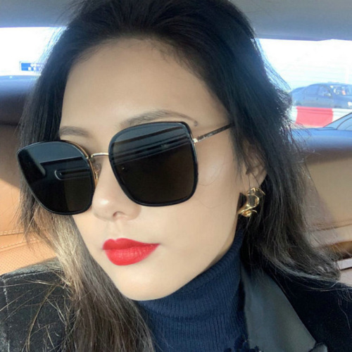 Square Large Frame Sunglasses Women‘s round Face Slimming Bibi Big Face Fashion Outdoor Net Red Star Same Sunglasses
