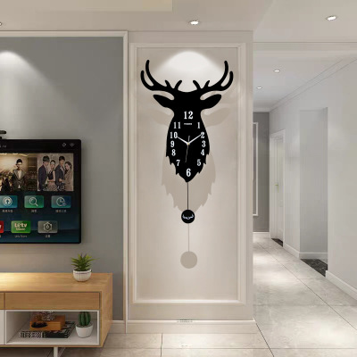 Nordic deer head clock wall clock sitting room personality creative fashion wall watch modern simple household clock wholesale foreign trade