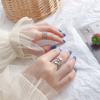 Hollow out day department light luxury ring female fashion personality ins tide tail ring index finger ring simple ring opening web celebrity