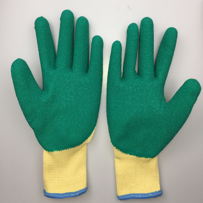 Manufacturers direct labor protection gloves latex wrinkle safety gloves 21 yarn gray yarn blue wear-resistant semi-hanging dip