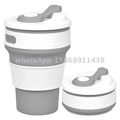 Silicone Collapsible Coffee Cup Mug with Lids Portable BPA Free Water Bottle for Camping Hiking Outdoor Office Home Use