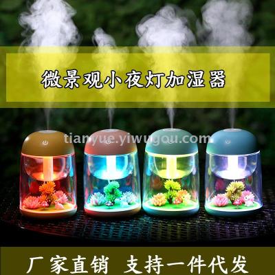 Micro-landscape humidifier colorful night light household bedroom air purification night light usb humidifier gift