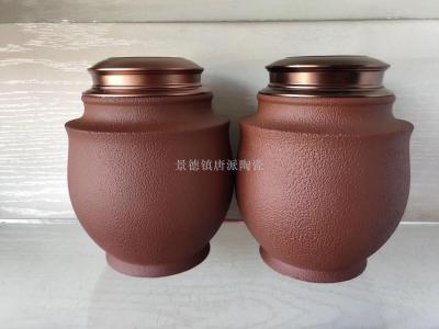 Jingdezhen purple sand tea can, piggy bank, ceramic gifts and handicrafts sealed jar domestic trade