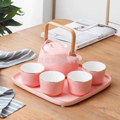 Jingdezhen ceramic european-style water with ceramic plate Fuji water with ceramic tea tea coffee with cup and saucer