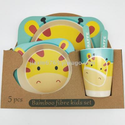 Bamboo fiber tableware children's plate set cartoon environmental protection baby plate set of 5 sets of dishesfactory outlet