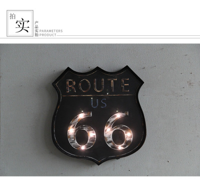 Vintage American route 66 tieyi wall hanging wall decoration LED light bar personality wall decoration 1572