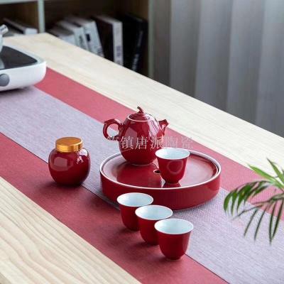 Jingdezhen ceramic tea set tea cups teapot tea tray tea pot travel tea set gift gift kung fu tea set