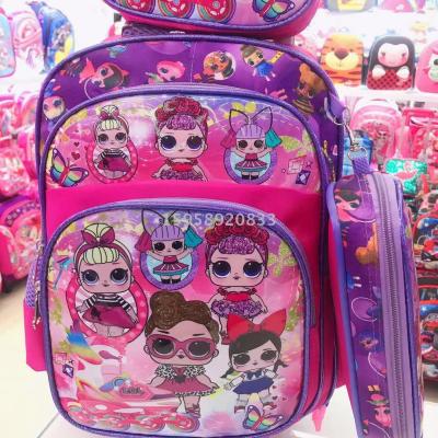 Manufacturers direct 14 - inch 3 - piece set of children's bag pull rod bag backpack