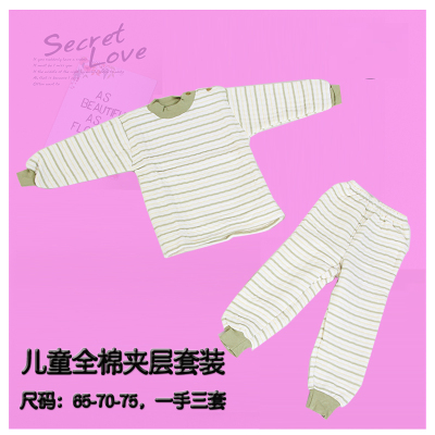 New winter cotton-padded pajamas for children with three layers of thick home wear warm suit for boys and girls