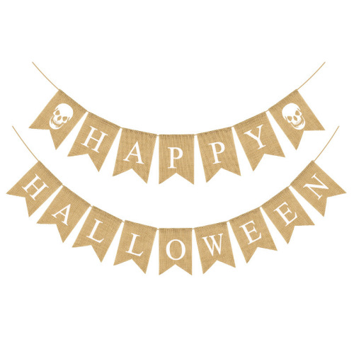 holiday party supplies factory direct sales halloween party decoration garland skull linen swallowtail flag