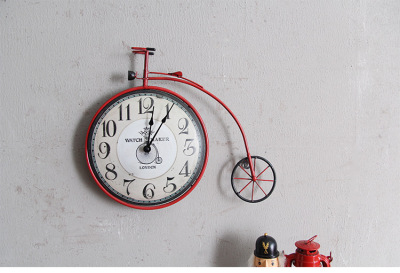 Vintage American country living room bedroom creative bicycle wall clock move decorative clock small bicycle