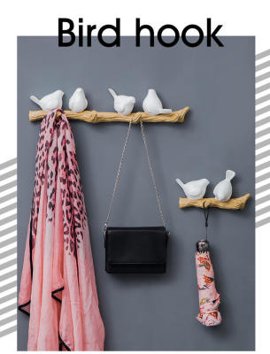 Contracted Nordic stereo little bird hooks creative porch to enter the room after feel wall decoration hangs coat hook key rack