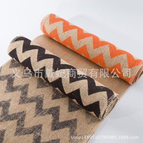 producer direct sales stripe linen table runner wedding decoration lace tablecloth wavy plain linen