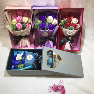 Small Double-Core Gift Box with Chain Soap Flower Wedding Romantic Gift Valentine's Day Gift Foreign Trade Factory Wholesale