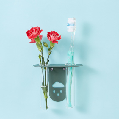 Nordic series cloud multi - functional glass bottle flower inserts nail free storage rack bathroom toothbrush shelf