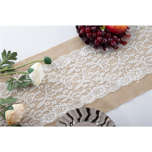 holiday party supplies factory direct sales hessian cloth lace linen table flag european version wedding supplies