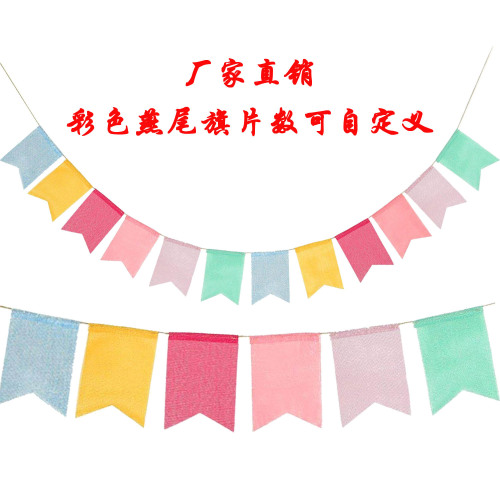 holiday supplies factory direct sales christmas wedding birthday party bunting decoration color imitation linen swallowtail flag