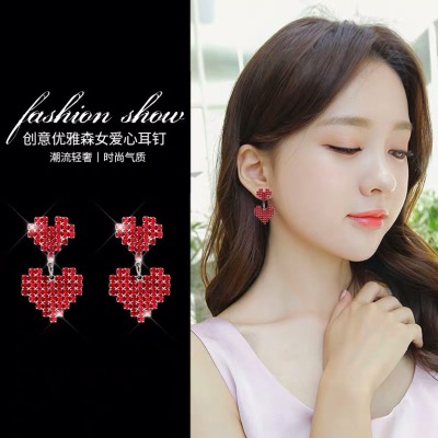 New Year red small pearl fireworks earrings getting 925 silver needle Korean temperament move exaggerated earring earrings