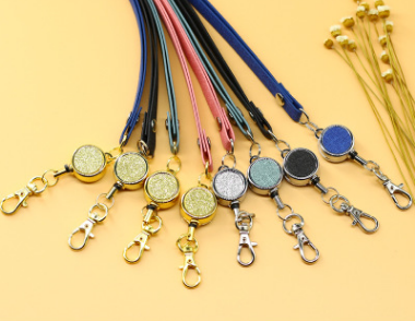 High grade texture leather hanging rope metal easy pull buckle hanging rope multi-color can be customized logo