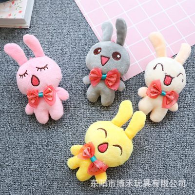 Paula Cartoon Rabbit Little Doll Plush Toy Bow Tie Bunny Pendant Keychain Color Rabbit Wedding Throws