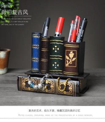 European - style home office desktop move multi - function fake book and pen container storage decorative gifts