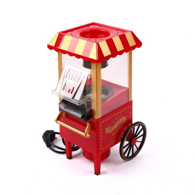 A family cart an electric popcorn machine