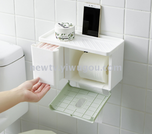simple fashion non-marking wall mounted tissue box with drawer double row storage tissue box