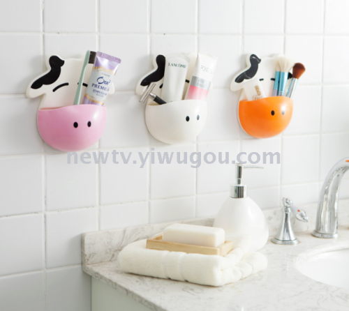 cute cow strong suction cup wall toothbrush holder
