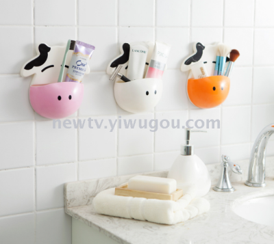Cute cow powerful suction cup wall toothbrush holder