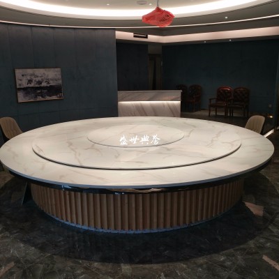 Suzhou fake hotel real wood electric table direct-sale restaurant hotel club electric table 15 people round table