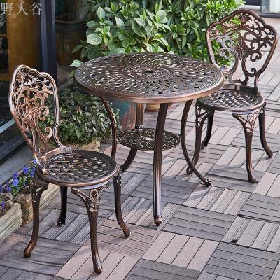 Balcony three-piece set cast aluminum outdoor leisure table and chair combination courtyard garden table and two chairs