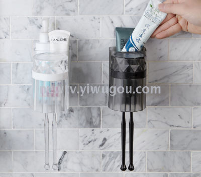 Bathroom simple transparent non-trace super adsorption wall gargle cup toothbrush holder