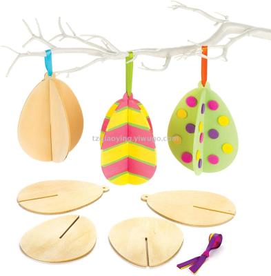DIY handmade woodwork wooden 3D Easter eggs Easter/spring party