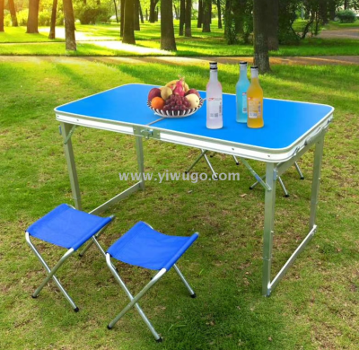 Square tube 60*120 aluminum table leisure sitting patio picnic set easy to carry