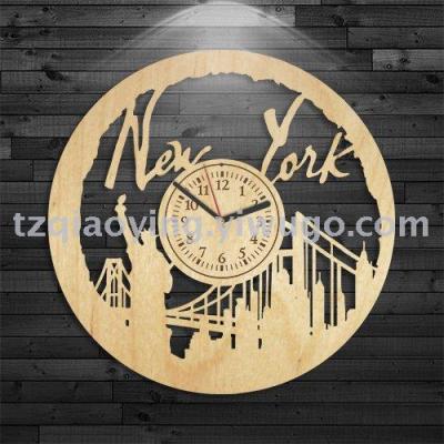 New York wooden clock, travel gift, New York clock, retro, city wooden clock, modern wall clock