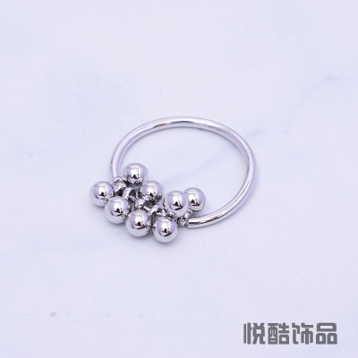Sterling silver ring bead bead superior feeling manual ring simple personality ball ring ring ring ring tail ring