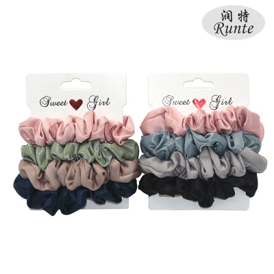 New ins style satin hair loop 4 color set hair rope European and American ladies hair accessories manufacturers wholesale