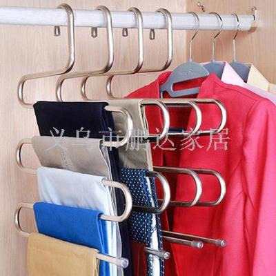 Household S - style pants rack pants clip hanging clothes rack chest to receive divine implement pants hanging aluminum 