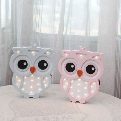 Sets a girl heart, lovely owl small night lamp wooden desk lamp decorative children 's bedroom hanging towns